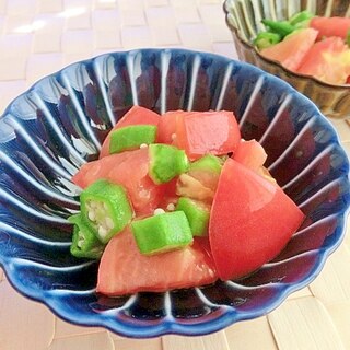 オクラトマトの白だし酢和え✿